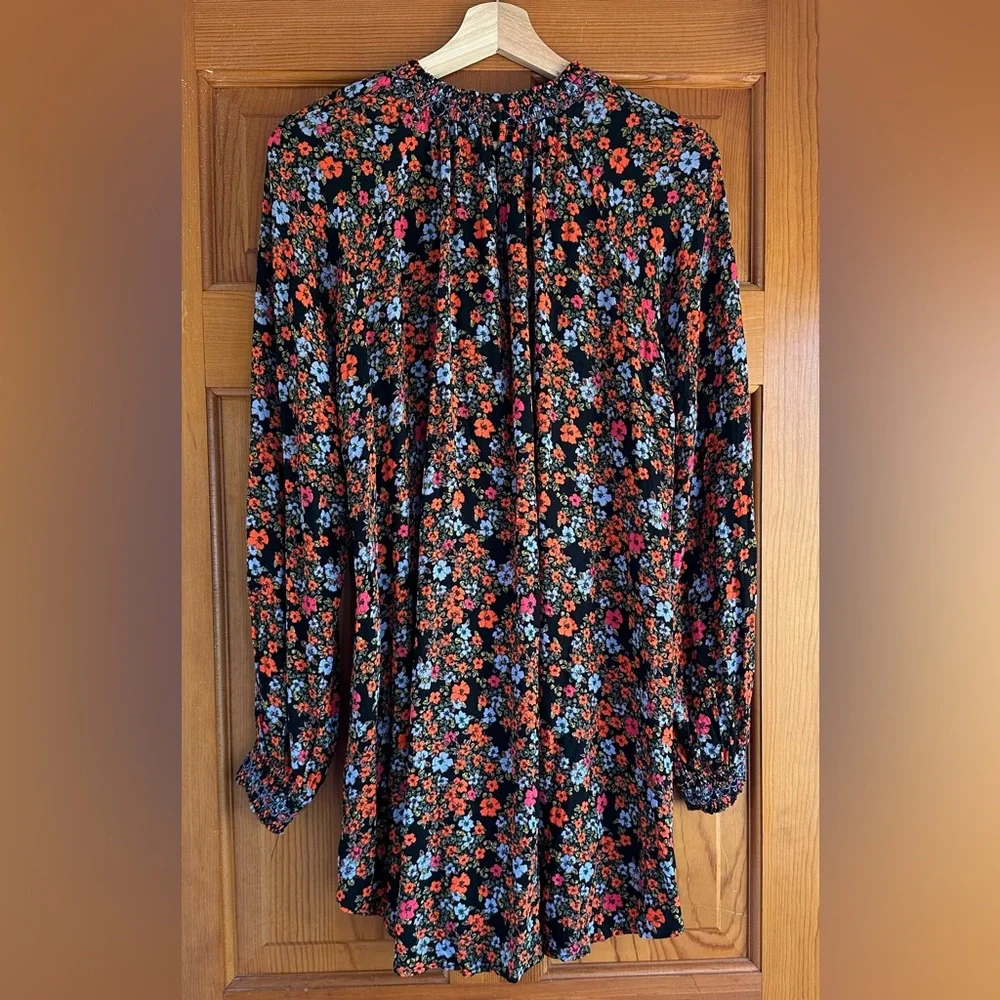 FREE PEOPLE floral Flowers in Her Hair Long Sleeve Tunic Blouse/ Dress - Picture 3 of 7